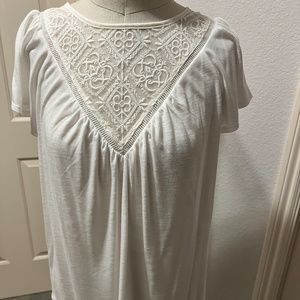 White House Black Market Lace and Knit Top